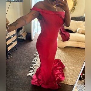 Elegant Red Off-Shoulder Gown /Prom /Homecoming Dress